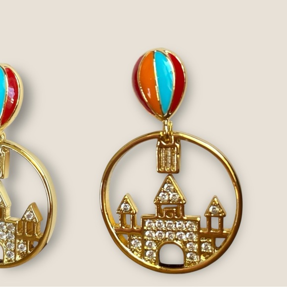 Kate Spade New York Golden Hot Air Balloon Crystal Castle Drop Earrings NEW - Picture 4 of 5